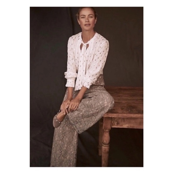 NWT ANTHROPOLOGIE Feather Bone Wide Leg Lace Pants M - Picture 6 of 14